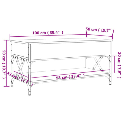 Couchtisch Räuchereiche 100x50x50 cm Holzwerkstoff und Metall