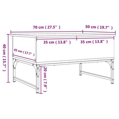 Couchtisch Braun Eichen-Optik 70x50x40 cm Holzwerkstoff Metall