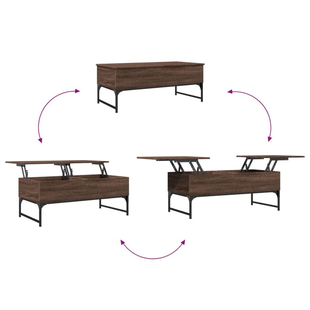 Couchtisch Braun Eichen-Optik 100x50x40 cm Holzwerkstoff Metall