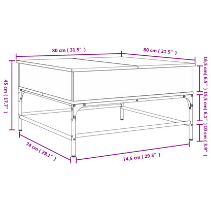 Table basse chêne fumé 80x80x45 cm en bois et métal