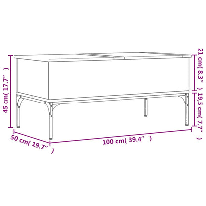 Couchtisch Braun Eichen-Optik 100x50x45 cm Holzwerkstoff Metall