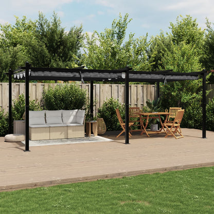 Gartenpavillon mit Ausziehbarem Dach Anthrazit 3x6 m Aluminium