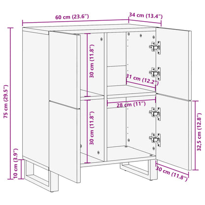 Sideboard 60x34x75 cm Raues Massives Mangoholz