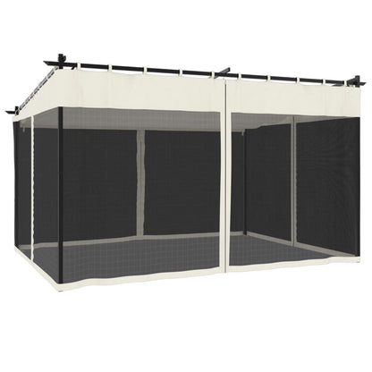 Pavillon mit Netzwänden Creme 4x3 m Stahl