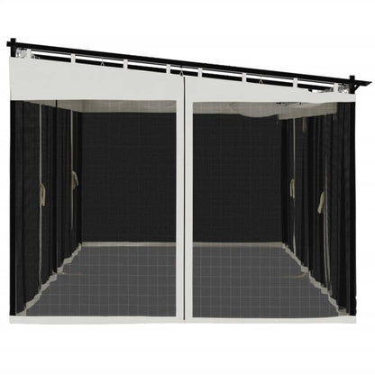 Pavillon mit Netzwänden Creme 6x3 m Stahl