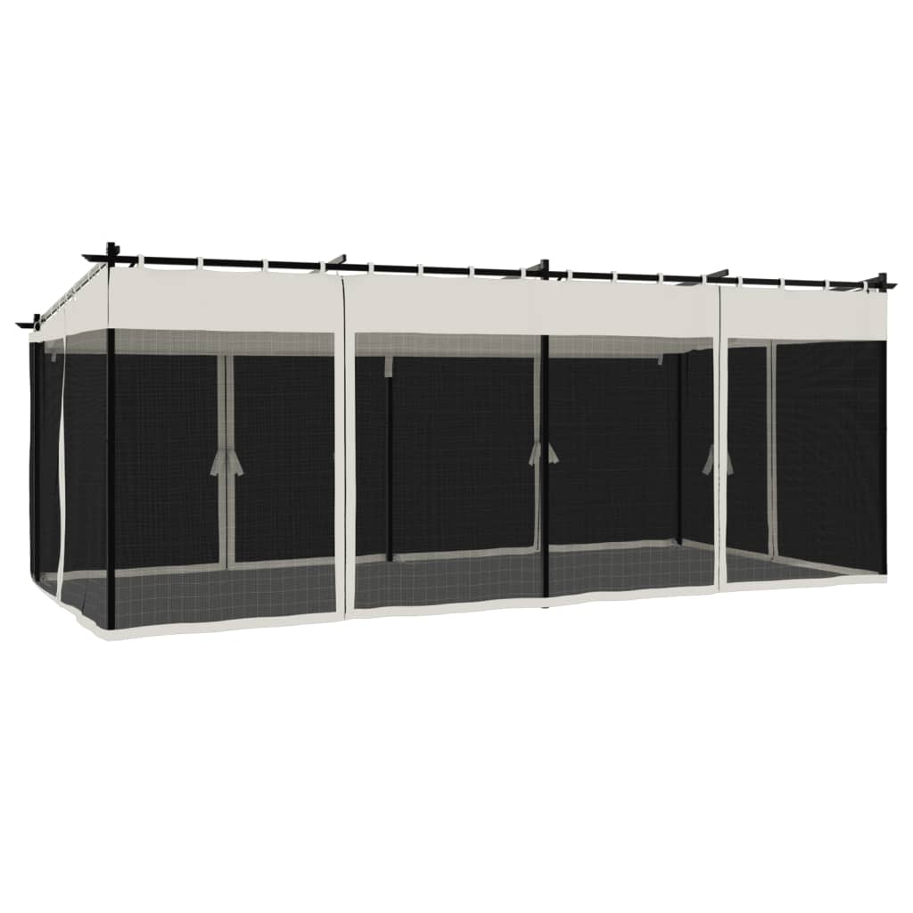 Pavillon mit Netzwänden Creme 6x3 m Stahl