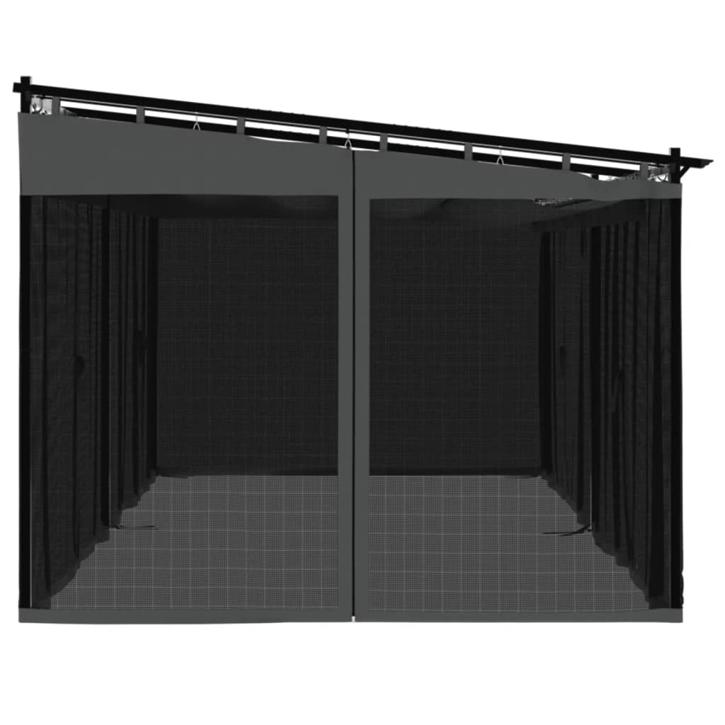 Pavillon avec murs en filet anthracite 6x3 m en acier