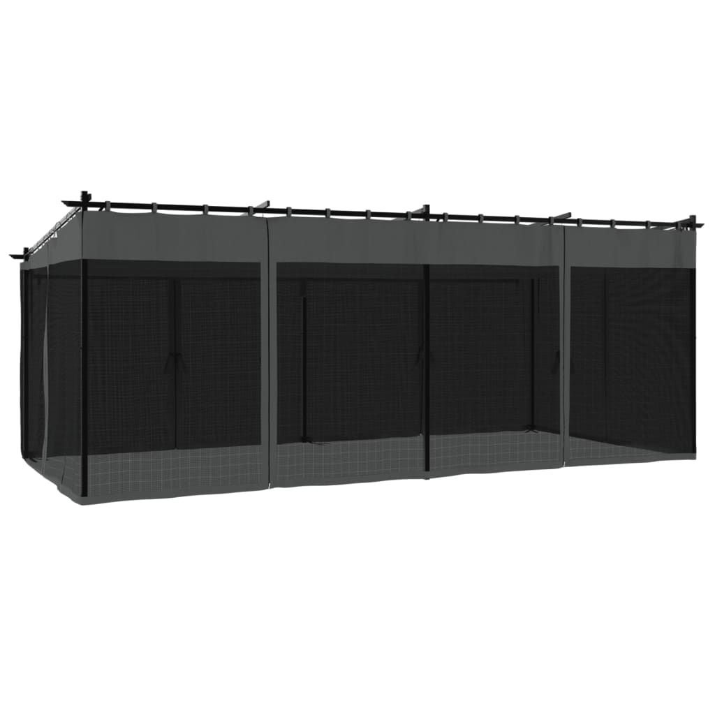 Pavillon avec murs en filet anthracite 6x3 m en acier