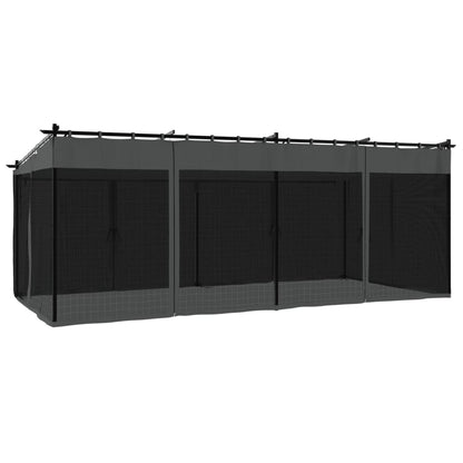 Pavillon avec murs en filet anthracite 6x3 m en acier