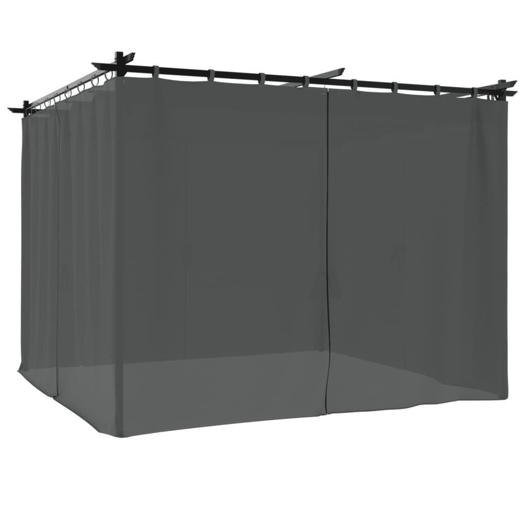 Gazebo avec rideaux anthracite 3x3 m en acier