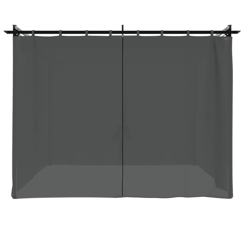 Gazebo avec rideaux anthracite 3x3 m en acier