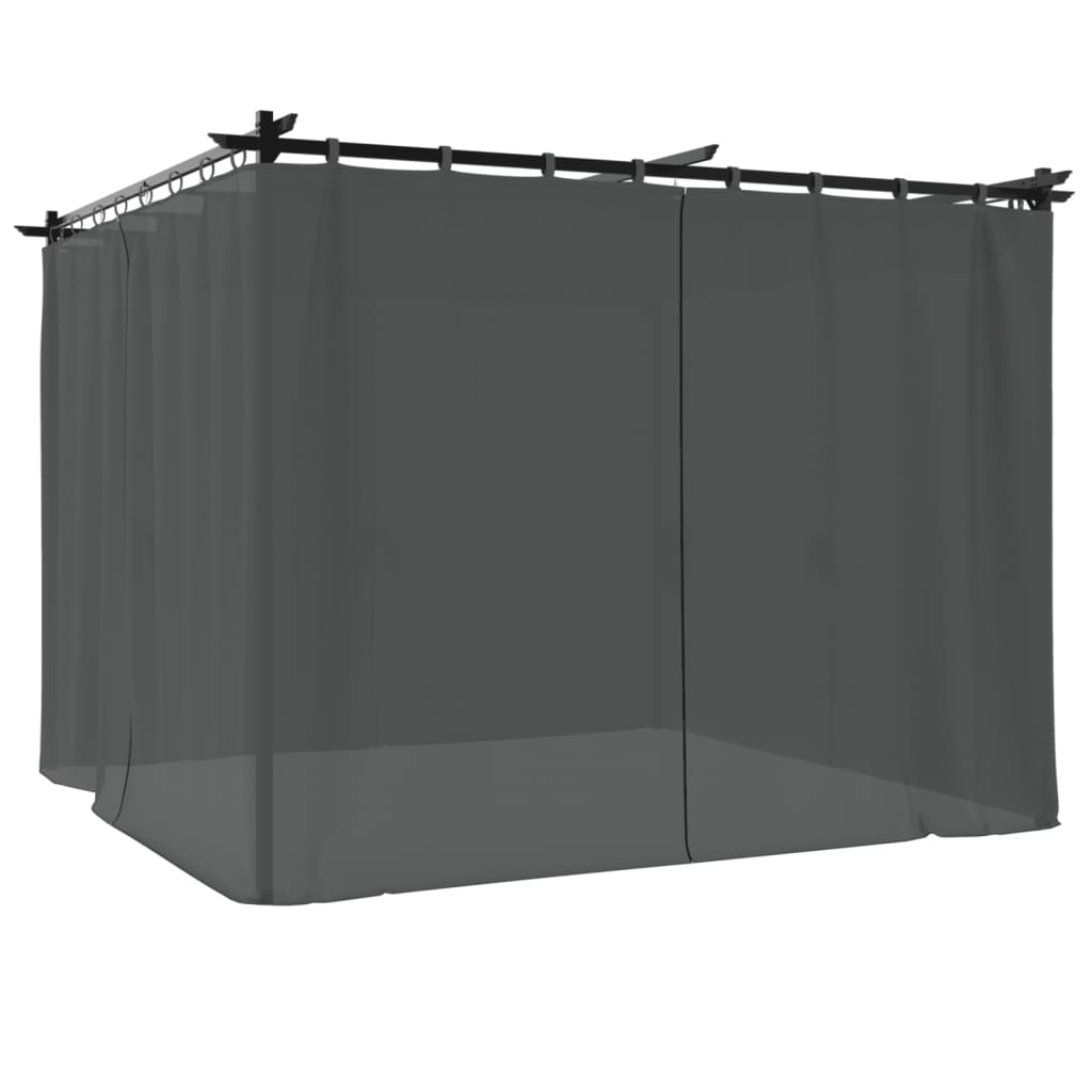 Gazebo avec rideaux anthracite 3x3 m en acier