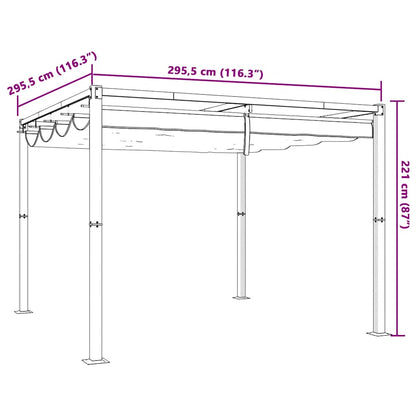 Gartenpavillon mit Ausziehbarem Dach Creme 3x3 m Stahl