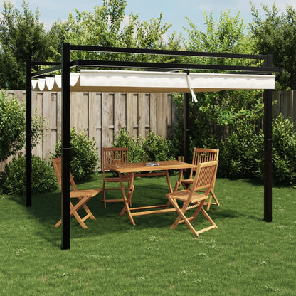 Pavillon de jardin avec toit extensible crème 3x3 m aluminium