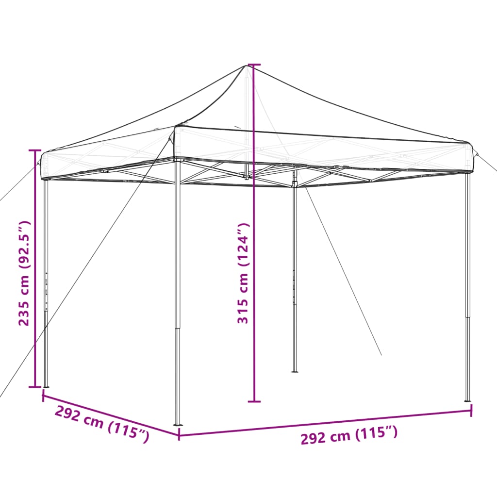 Tente de fête pliable pop-up beige 292x292x315 cm