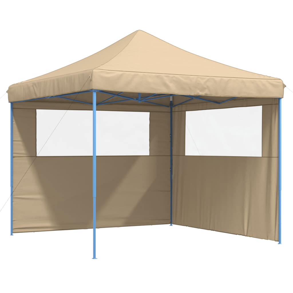 Tente de fête pop-up pliable avec 2 panneaux latéraux beige