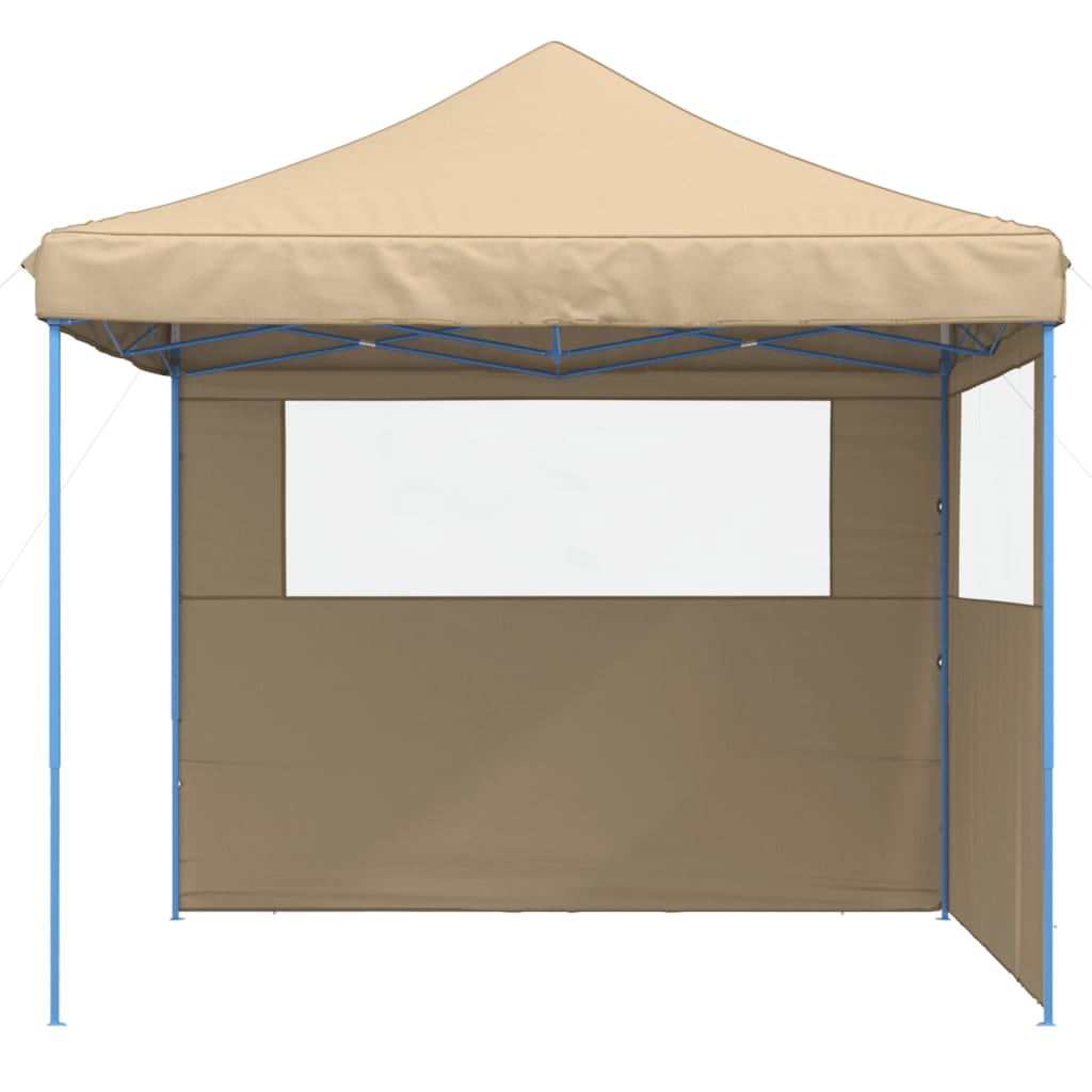 Tente de fête pop-up pliable avec 2 panneaux latéraux beige