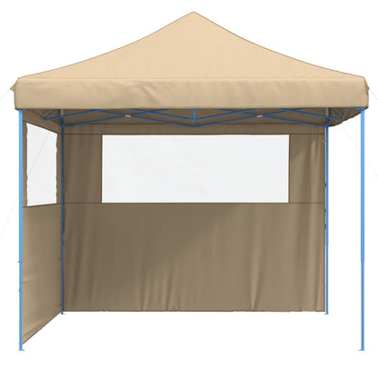 Tente de fête pop-up pliable avec 2 panneaux latéraux beige