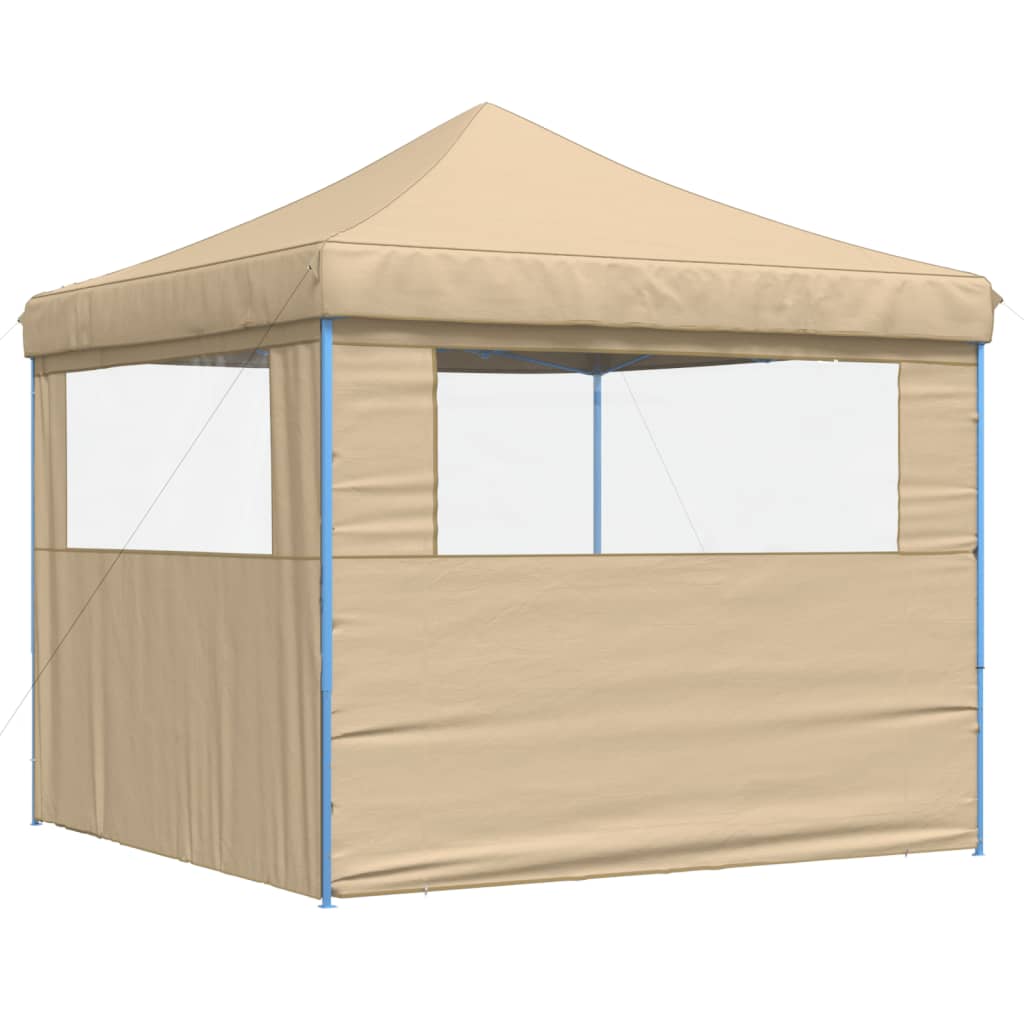 Tente de fête pop-up pliable avec 2 panneaux latéraux beige