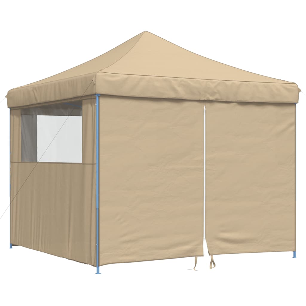 Tente de fête pop-up pliable avec 4 panneaux latéraux beige