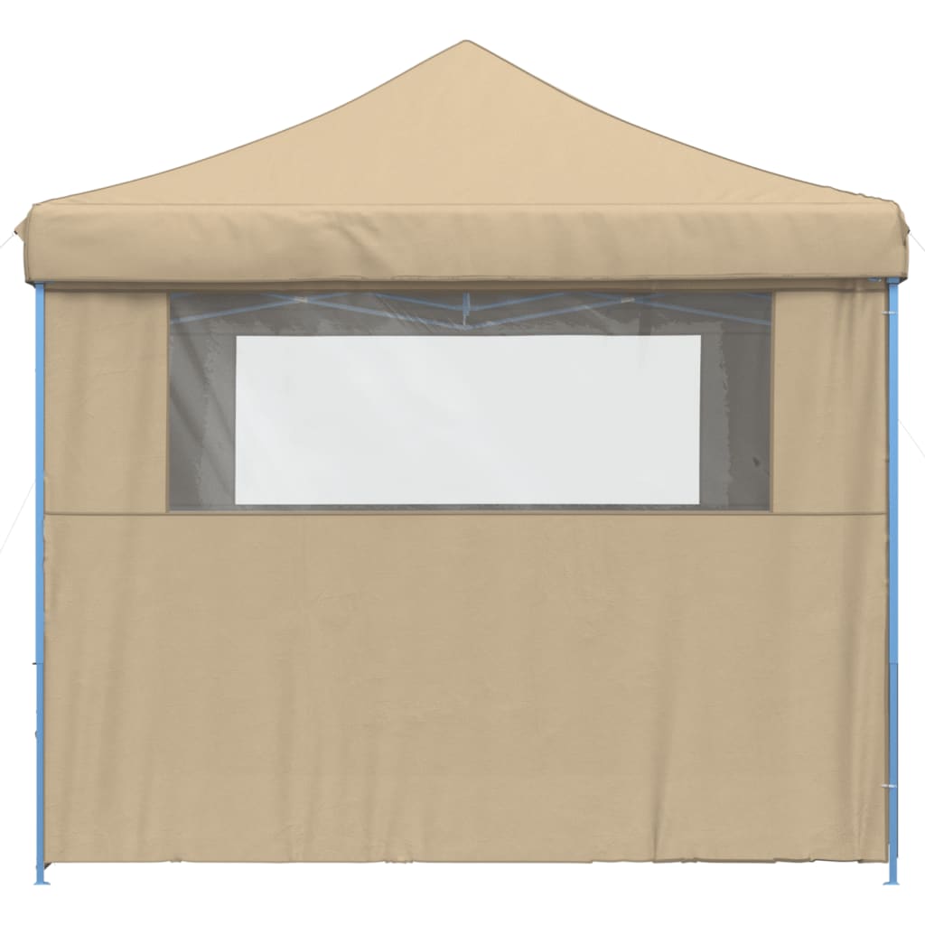 Tente de fête pop-up pliable avec 4 panneaux latéraux beige