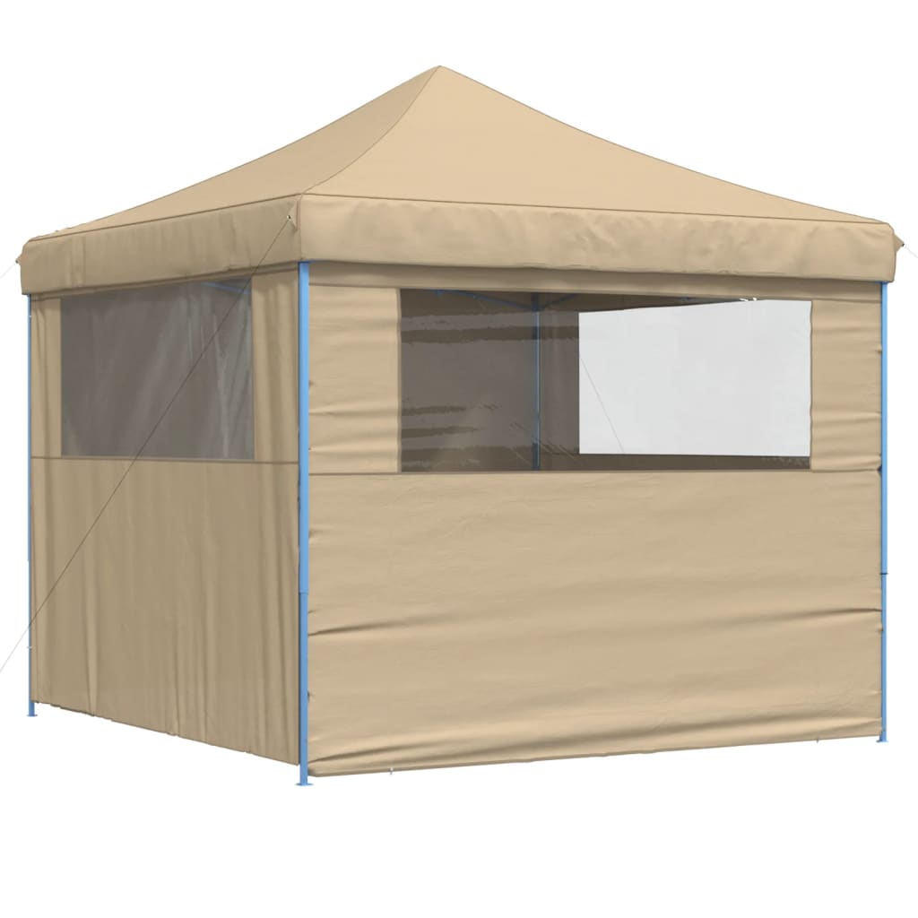 Tente de fête pop-up pliable avec 4 panneaux latéraux beige