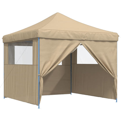 Tente de fête pop-up pliable avec 4 panneaux latéraux beige