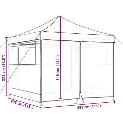 Tente de fête pop-up pliable avec 4 panneaux latéraux beige