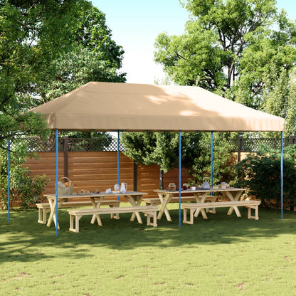 Tente de fête pliable pop-up beige 580x292x315 cm