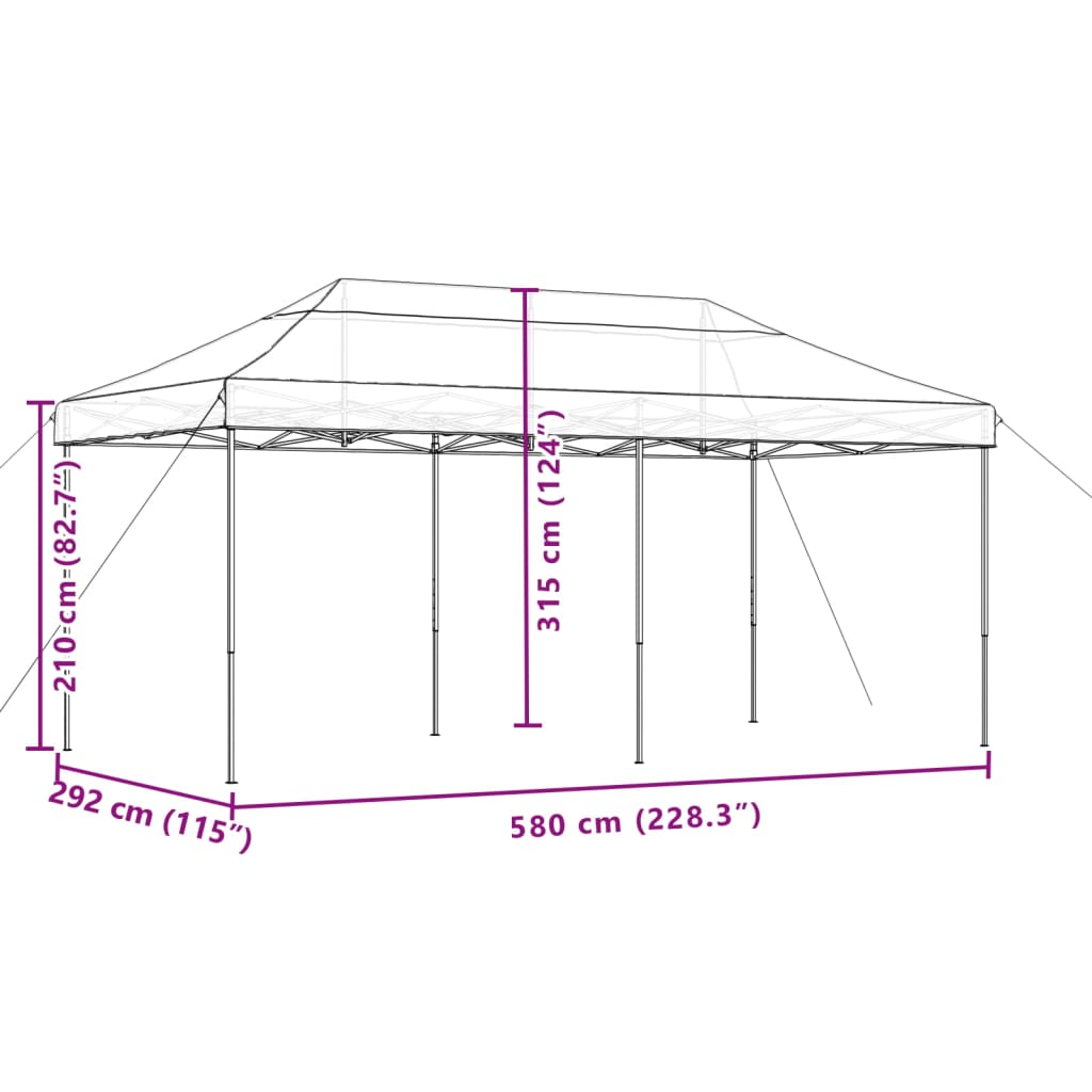 Tente de fête pliable pop-up rouge bordeaux 580x292x315 cm