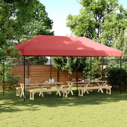 Tente de fête pliable pop-up rouge bordeaux 580x292x315 cm