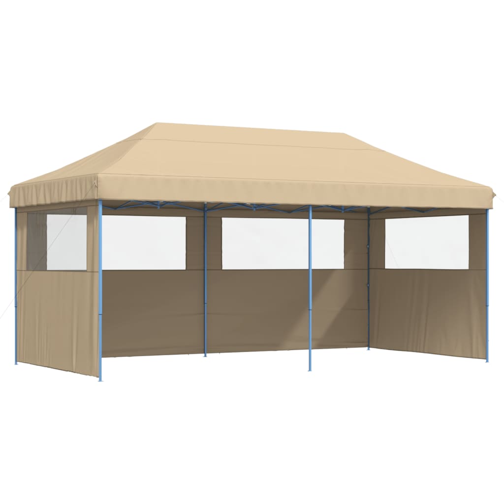 Tente de fête pop-up pliable avec 3 panneaux latéraux beige