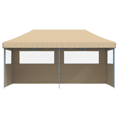 Tente de fête pop-up pliable avec 3 panneaux latéraux beige