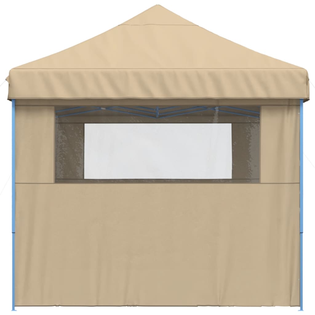 Tente de fête pop-up pliable avec 3 panneaux latéraux beige