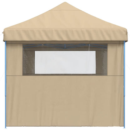 Tente de fête pop-up pliable avec 3 panneaux latéraux beige