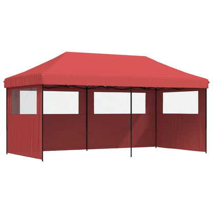 Tente de fête pop-up pliable avec 3 panneaux latéraux rouge bordeaux