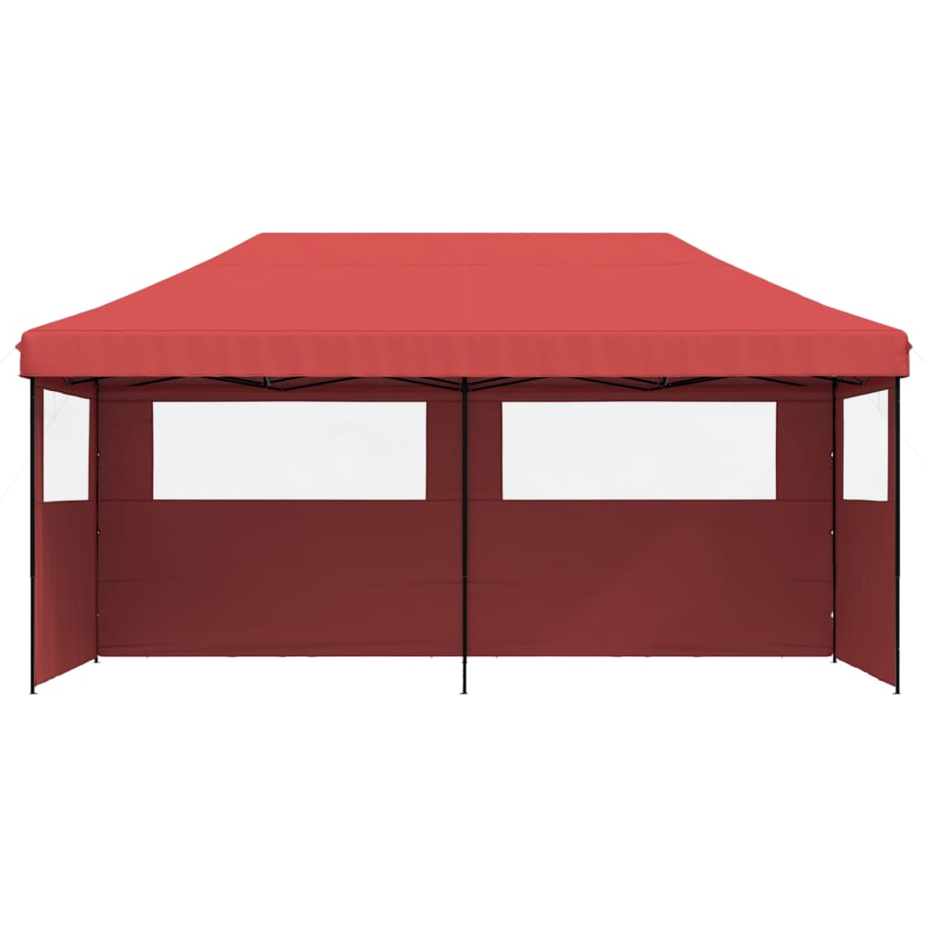 Tente de fête pop-up pliable avec 3 panneaux latéraux rouge bordeaux