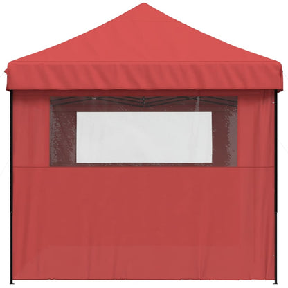 Tente de fête pop-up pliable avec 3 panneaux latéraux rouge bordeaux