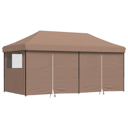 Tente de fête pop-up pliable avec 4 panneaux latéraux marron