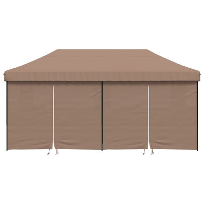 Tente de fête pop-up pliable avec 4 panneaux latéraux marron