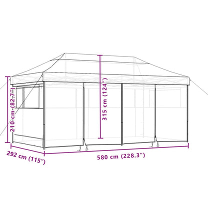 Tente de fête pop-up pliable avec 4 panneaux latéraux marron