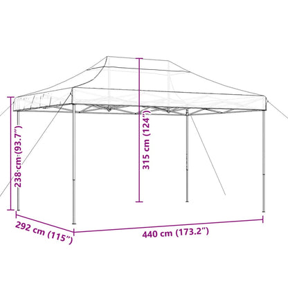 Tente de fête pliable pop-up beige 440x292x315 cm