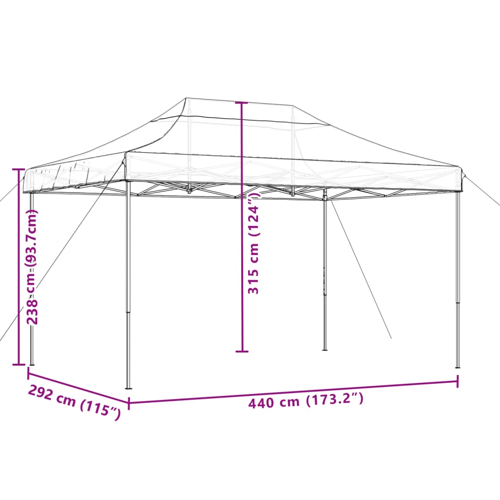 Partyzelt Faltbar Pop-Up Orange 440x292x315 cm