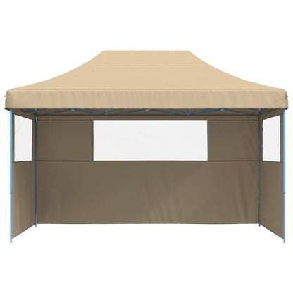 Tente de fête pop-up pliable avec 3 panneaux latéraux beige