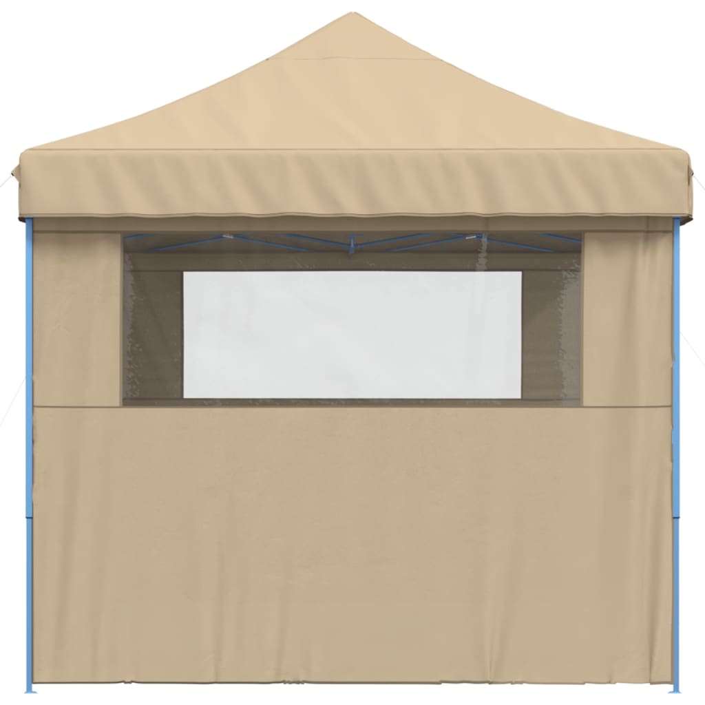 Tente de fête pop-up pliable avec 3 panneaux latéraux beige