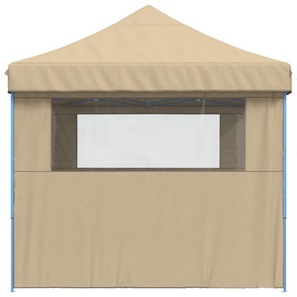 Tente de fête pop-up pliable avec 3 panneaux latéraux beige