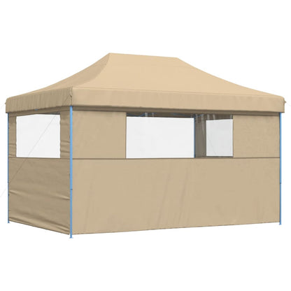 Tente de fête pop-up pliable avec 3 panneaux latéraux beige