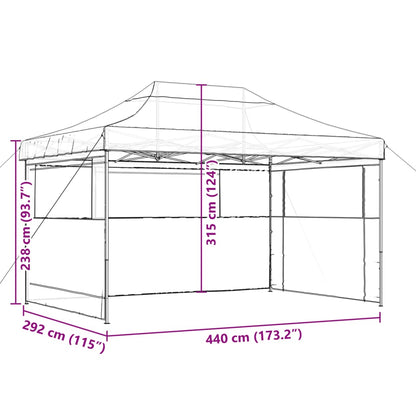 Tente de fête pop-up pliable avec 3 panneaux latéraux beige