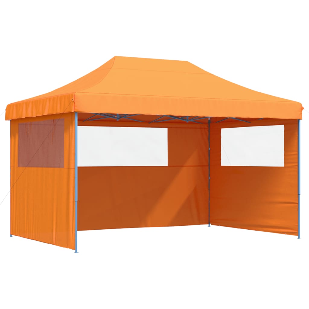 Tente de fête pop-up pliable avec 3 panneaux latéraux orange