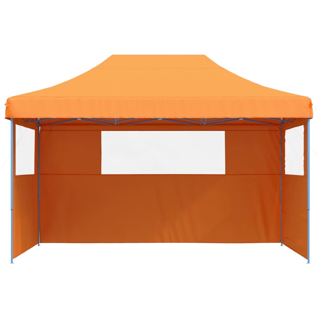 Tente de fête pop-up pliable avec 3 panneaux latéraux orange